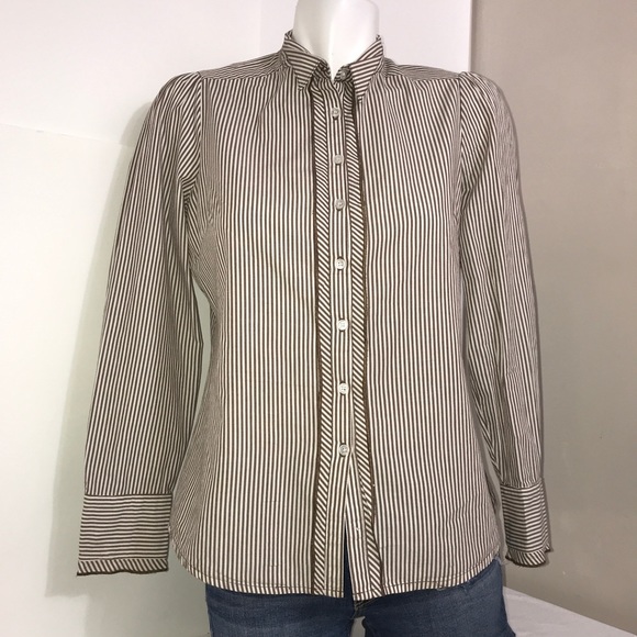 Harve Benard Peanut Brown Striped Button Up Shirt - Picture 1 of 9